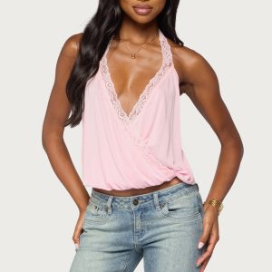 Eilen Lacey Wrap Halter Top