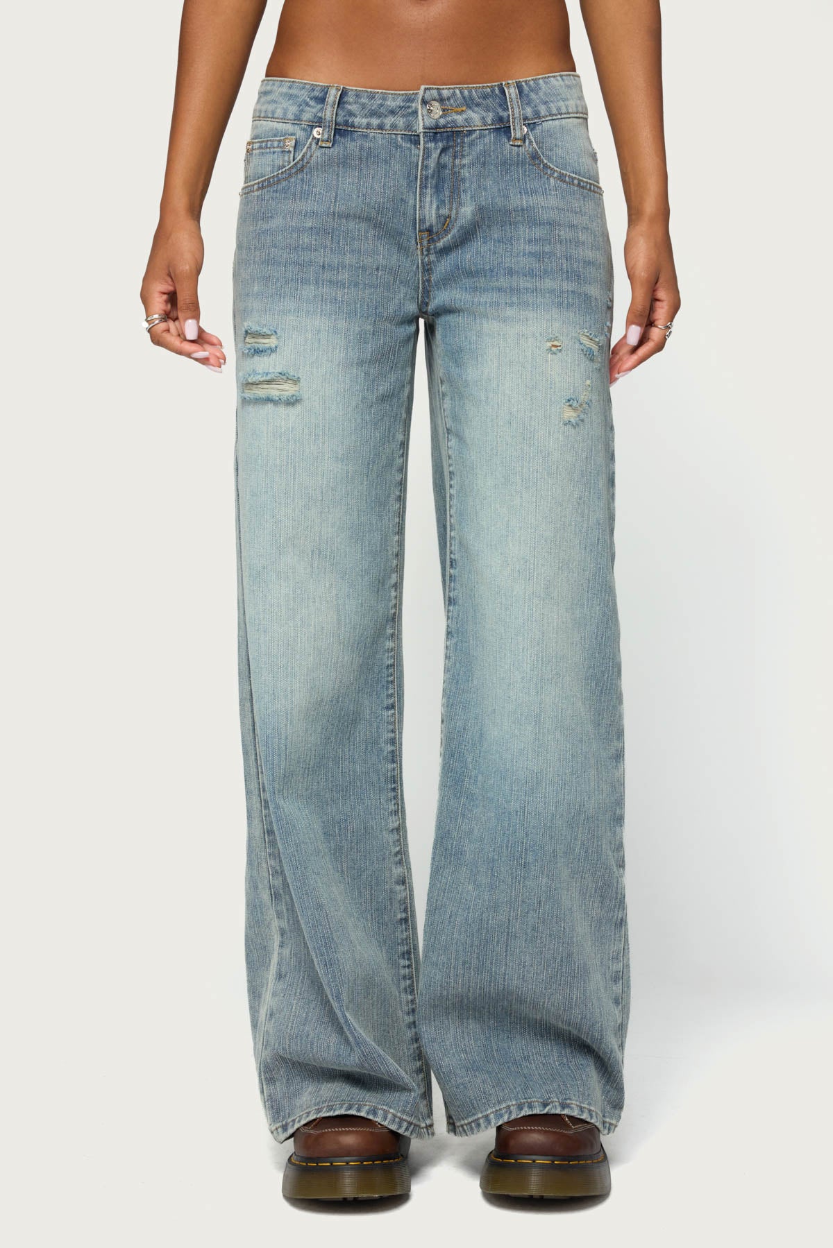 Noor Distressed Low Rise Baggy Jeans - Image 2