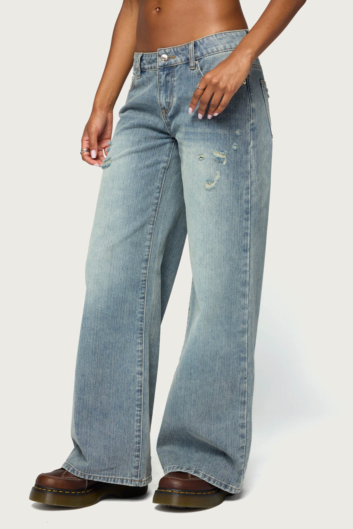 Noor Distressed Low Rise Baggy Jeans - Image 3