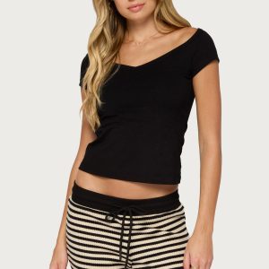 Calie Off Shoulder V Neck Top