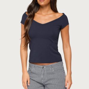 Calie Off Shoulder V Neck Top