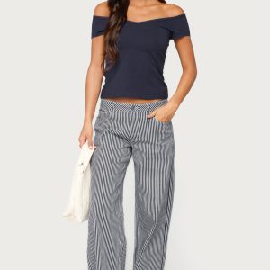 Daja Striped Low Rise Baggy Jeans