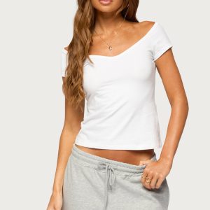 Calie Off Shoulder V Neck Top