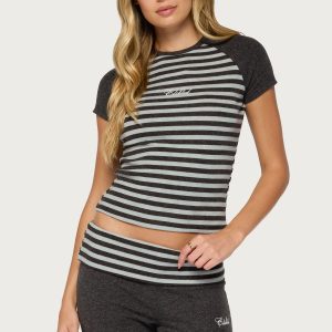 Stay Edikted Stripey Raglan T Shirt