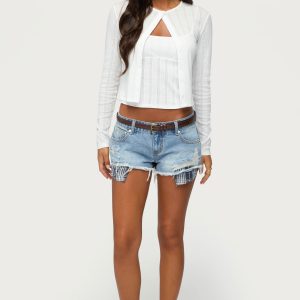 Catrine Plaid Pocket Denim Shorts