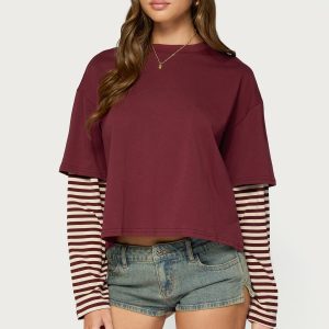 Nacie Layered Stripey Long Sleeve T Shirt