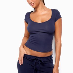 Chari Ribbed Scoop Neck T Shirt