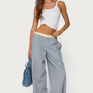 Indya Contrast Plaid Wide Leg Pants