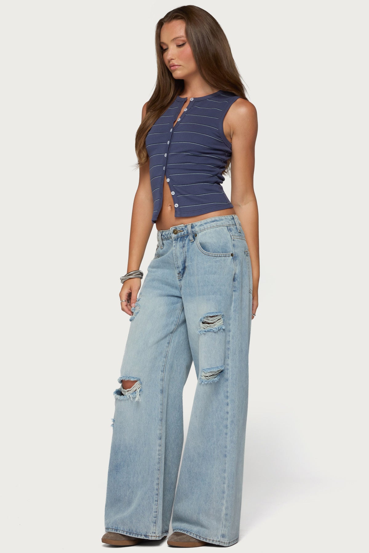 Brynne Striped Button Up Top - Image 4