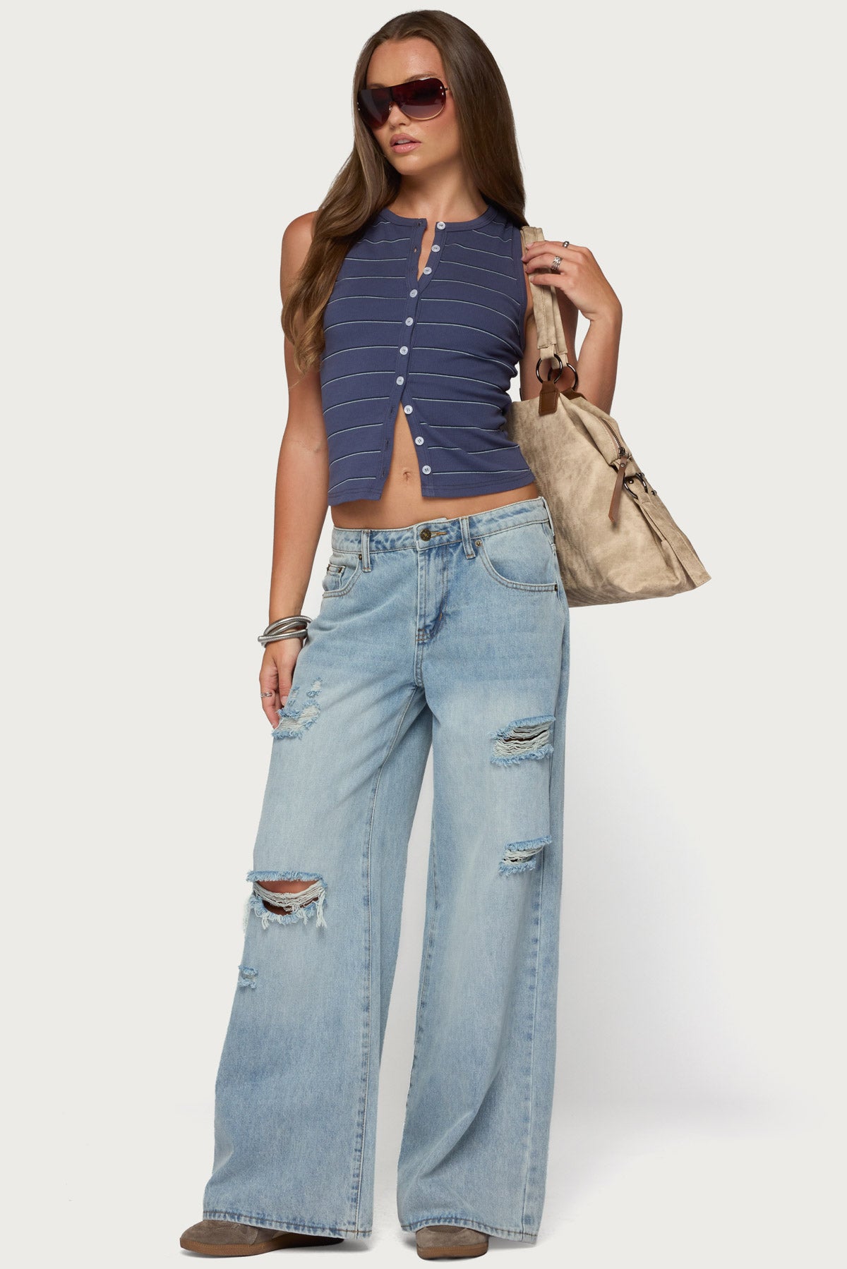 Brynne Striped Button Up Top - Image 2