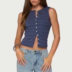 Brynne Striped Button Up Top