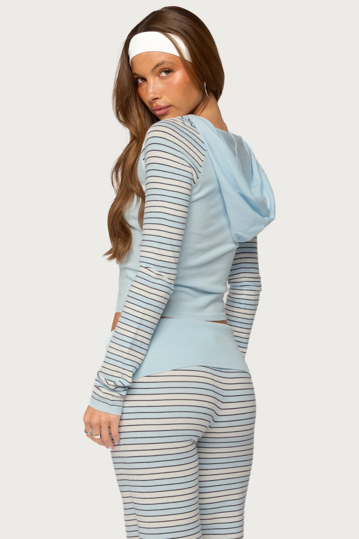 Jadie Stripey Knit Zip Up Hoodie - Image 4