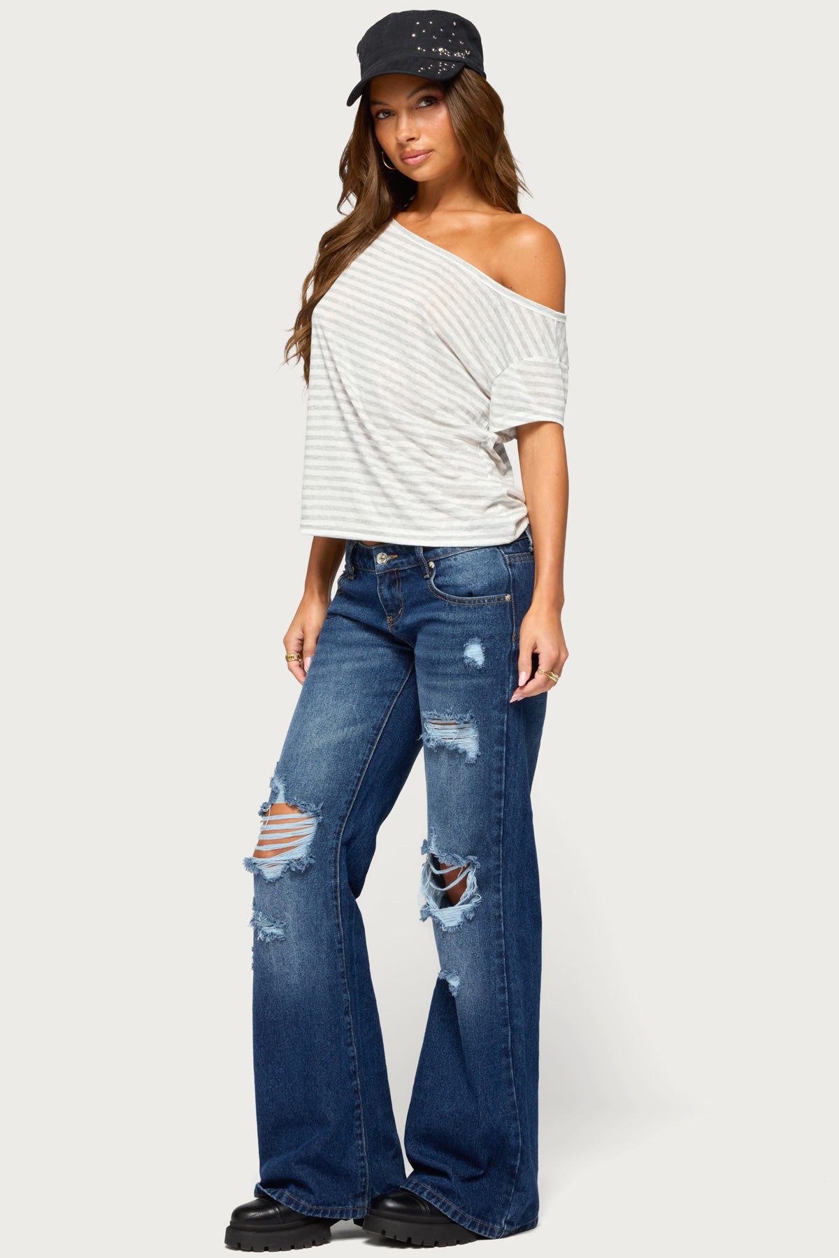 Chanelle Off Shoulder Striped Top - Image 4