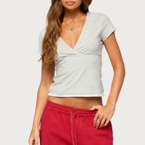 Yannah Striped Layered V Neck Top