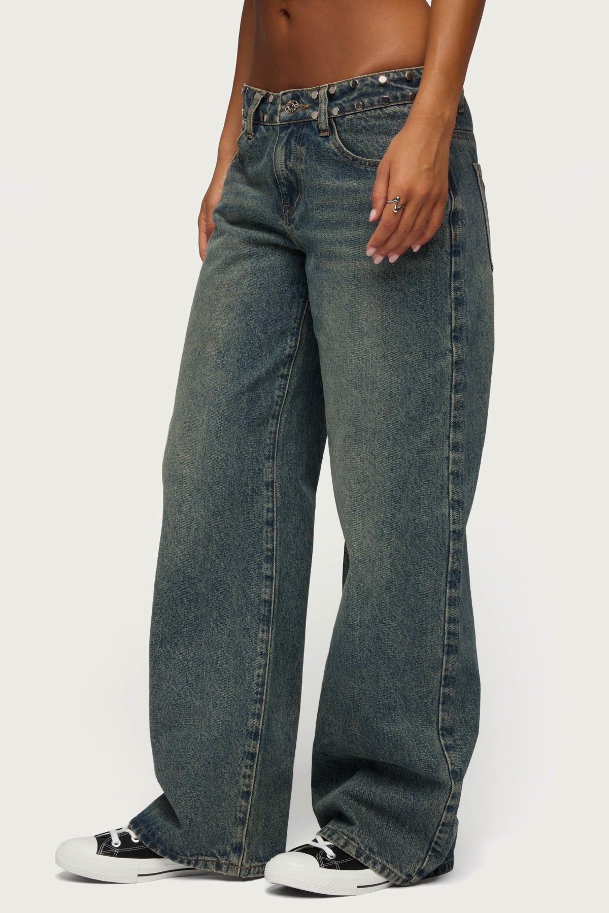 NYC Studded Low Rise Baggy Jeans - Image 3