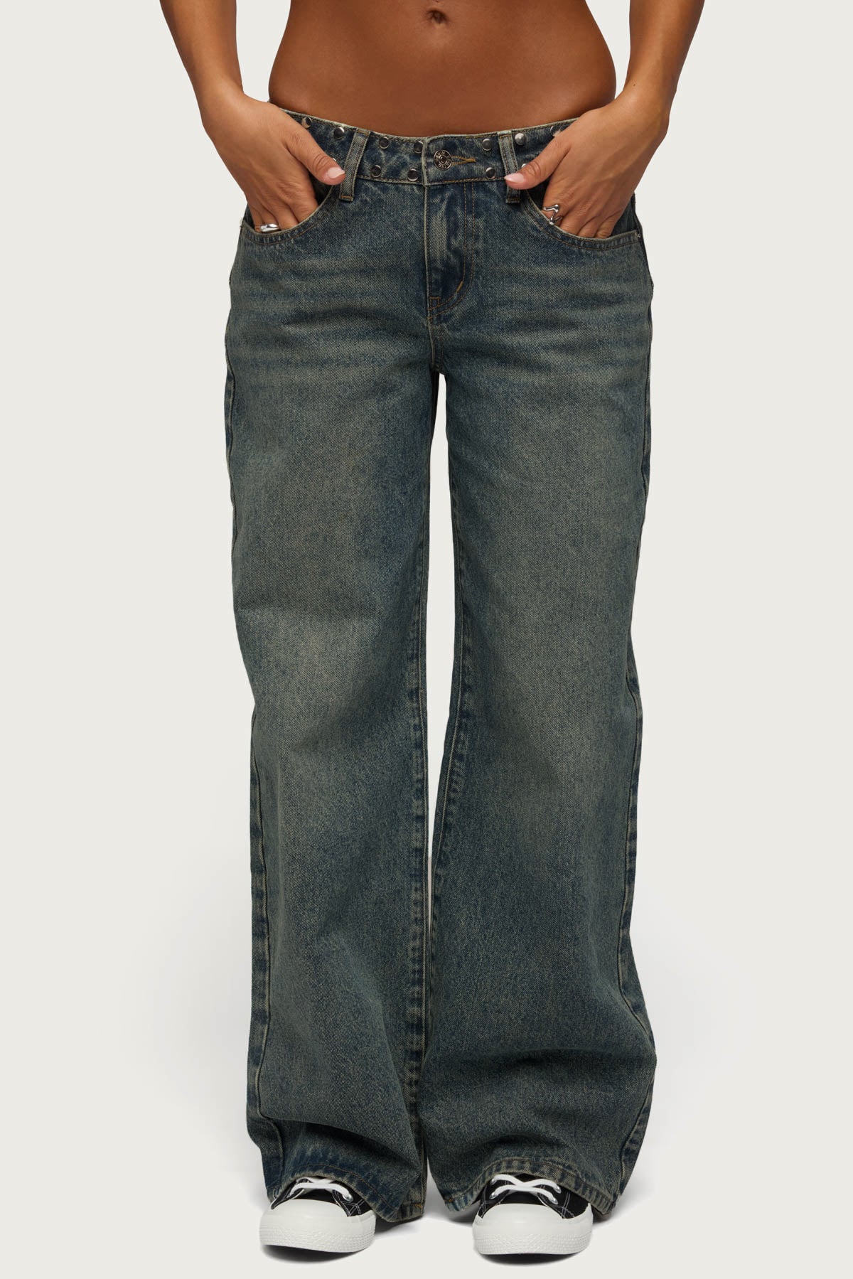 NYC Studded Low Rise Baggy Jeans - Image 5