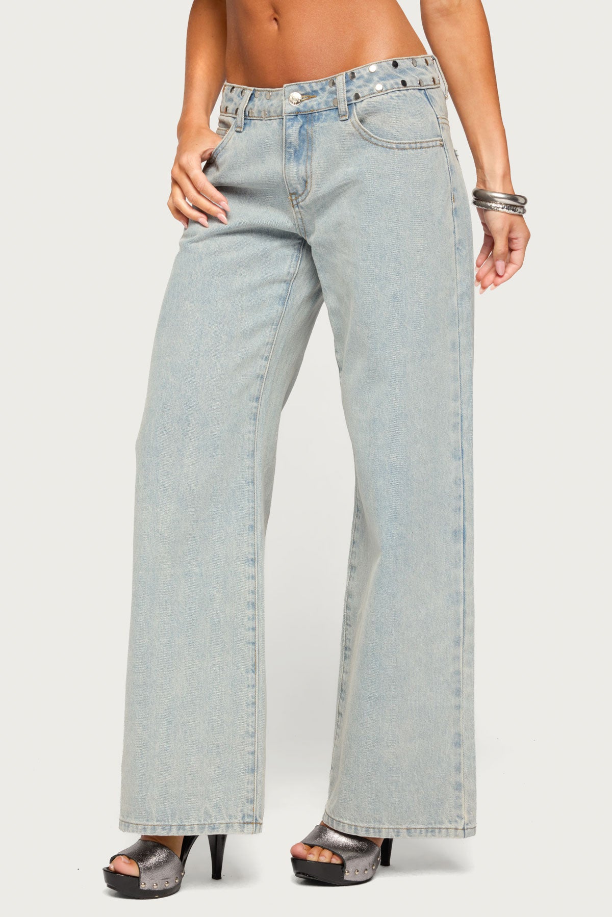 NYC Studded Low Rise Baggy Jeans - Image 4