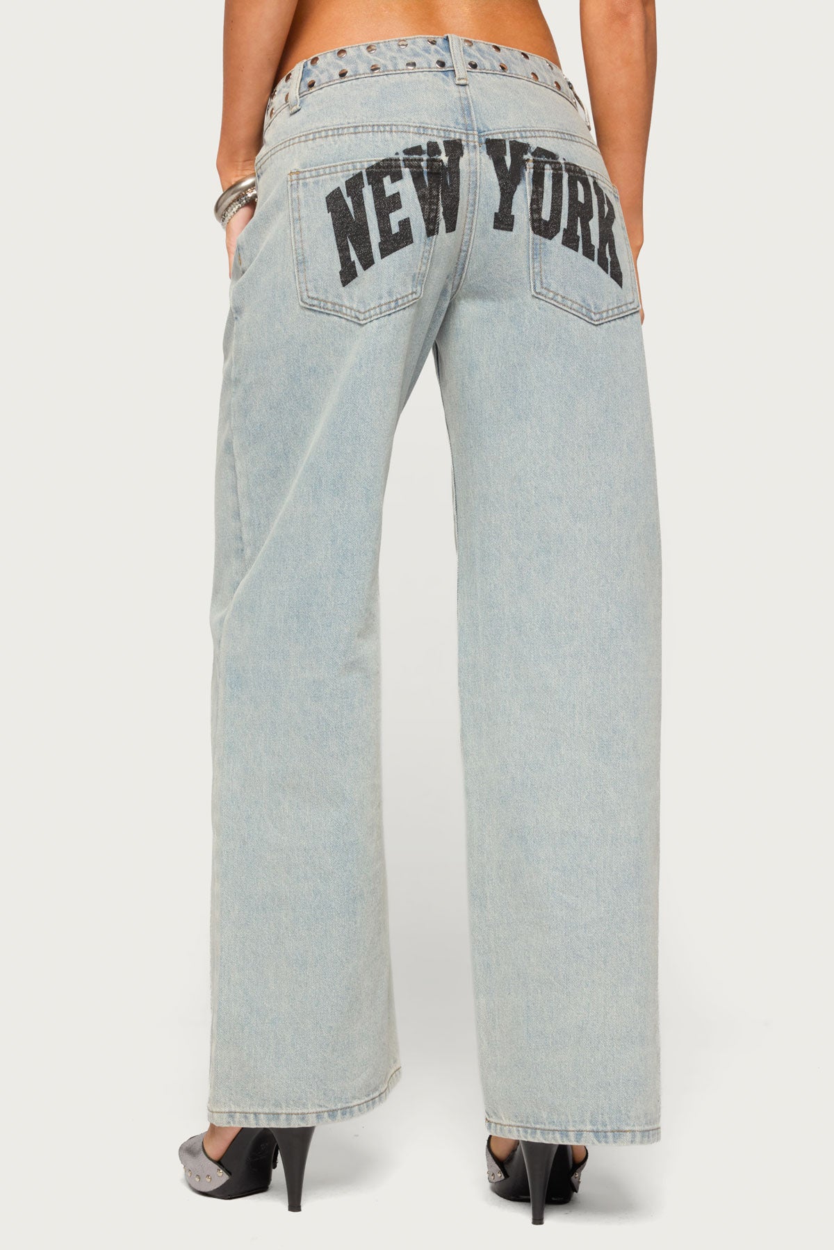 NYC Studded Low Rise Baggy Jeans - Image 5