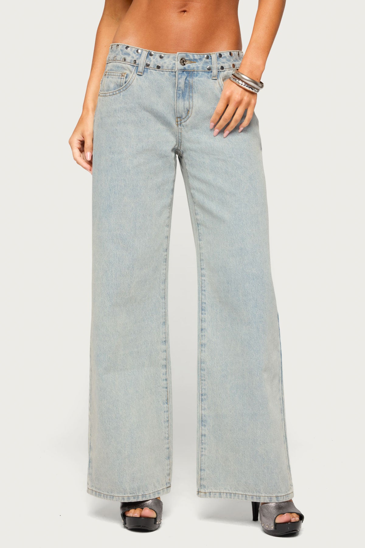 NYC Studded Low Rise Baggy Jeans - Image 3