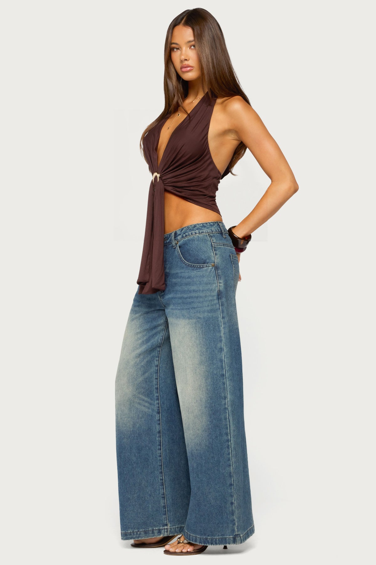 Dixi Buckle Draped Plunge Neck Top - Image 5