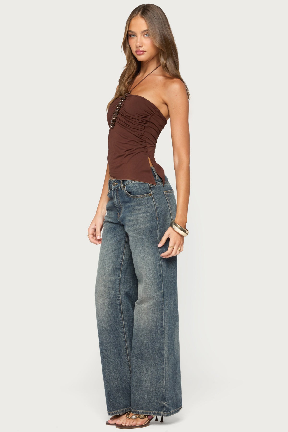 Calia Beaded Asymmetric Halter Top - Image 4
