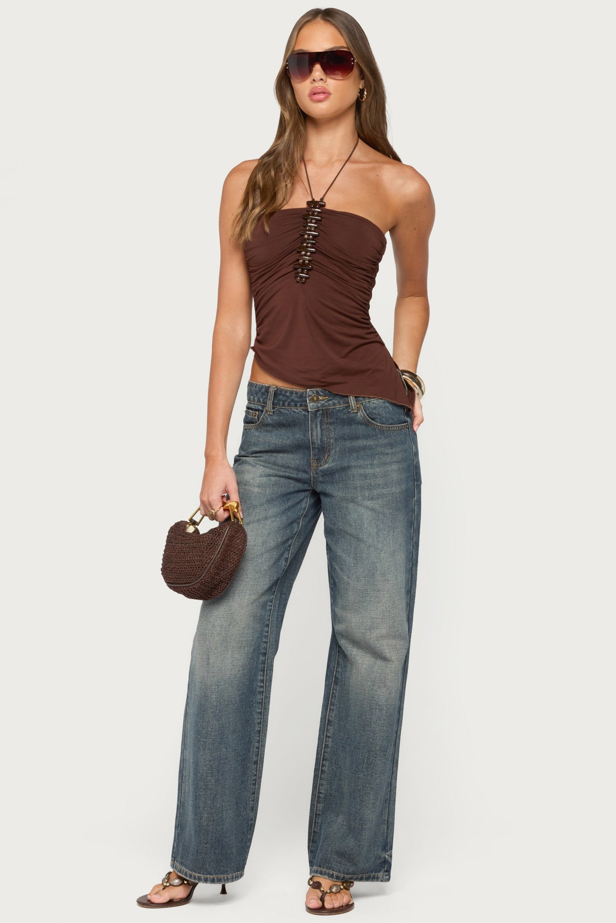 Calia Beaded Asymmetric Halter Top - Image 2