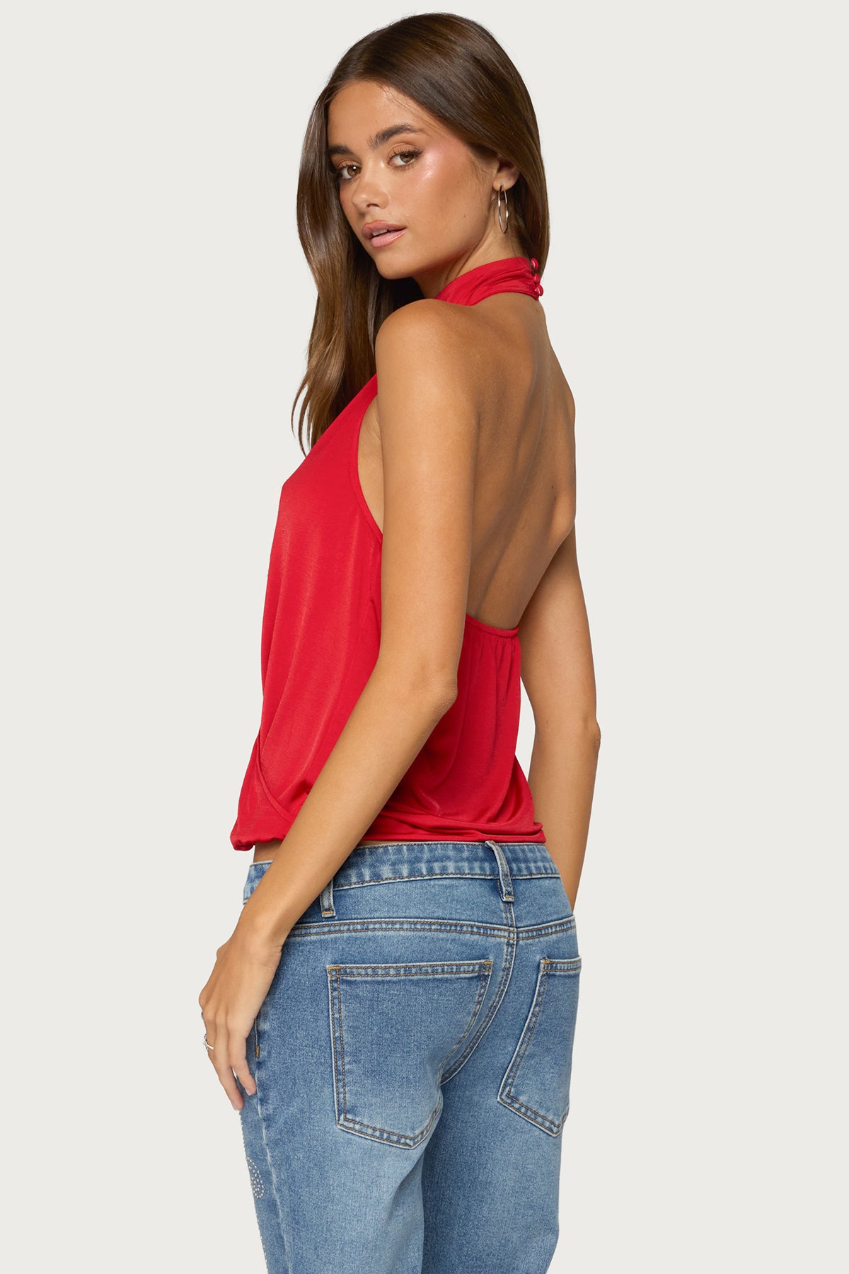 Lizah High Neck Cutout Wrap Top - Image 3