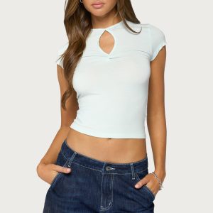 Posea Twist Keyhole Cutout T Shirt