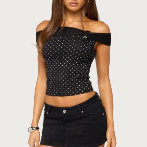 Eela Off Shoulder Polka Dot Top