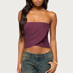 Amei Asymmetric Strapless Wrap Top