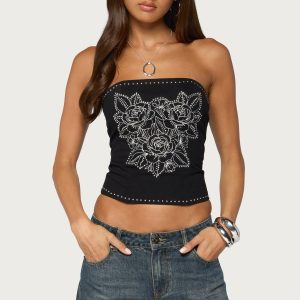 Harli Floral Studded Strapless Corset