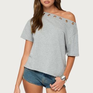 Leslee Grommet Off Shoulder T Shirt