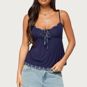 Lissey Plaid Tie Babydoll Top