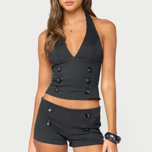 Leala Button Halter Top