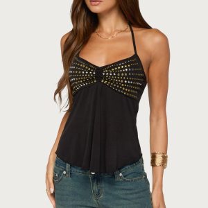 Ivana Studded Halter Top