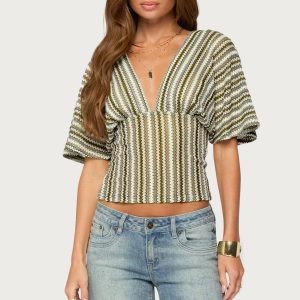 Alwyn Flutter Crochet Zigzag Top