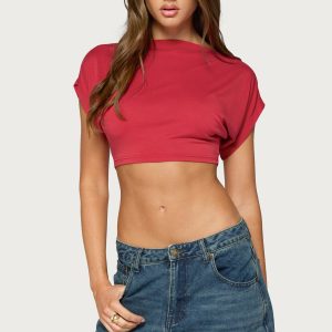Vacie Cropped Boat Neck Top