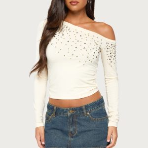 Hetty Studded Off Shoulder Top