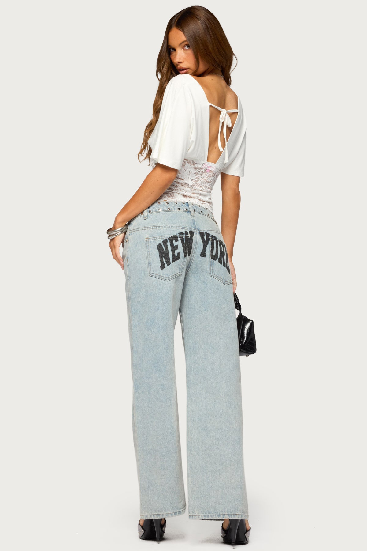 NYC Studded Low Rise Baggy Jeans - Image 2