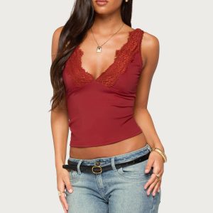 Rali Lacey V Neck Top