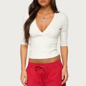 Garla V Neck Three-Quarter Sleeve Top