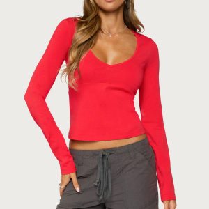 Feva V Neck Long Sleeve Top