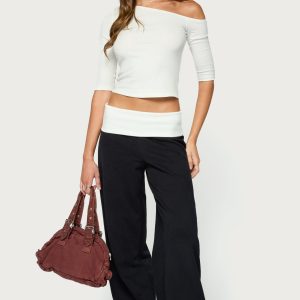 Idha Contrast Foldover Baggy Sweatpants
