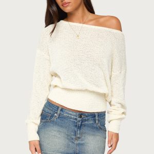 Parra Textured Knit Off Shoulder Sweater
