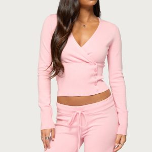Eddie Long Sleeve Knit Wrap Top