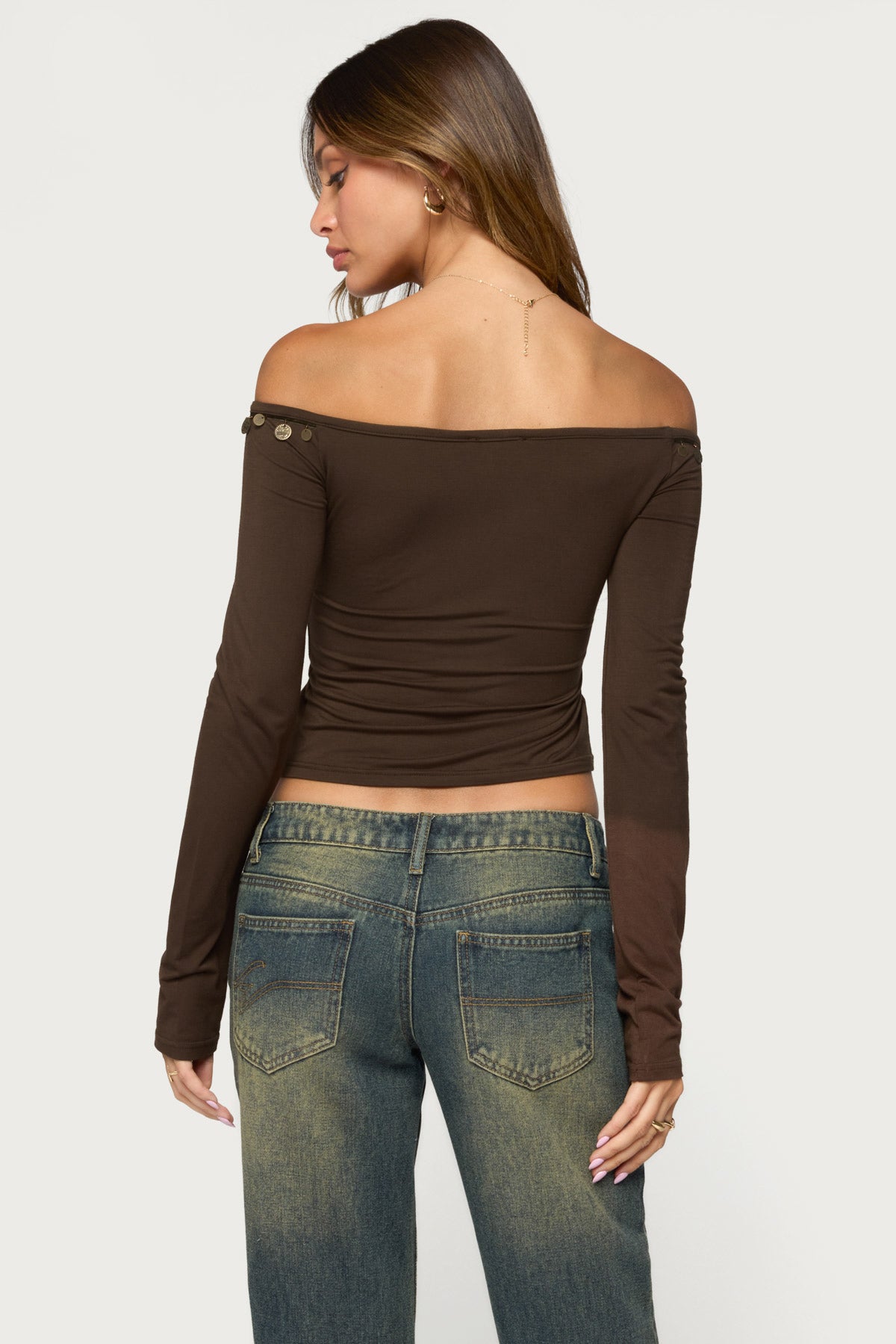 Aili Coin Charm Off Shoulder Top - Image 5