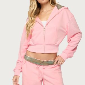 Camo Cool Contrast Zip Up Hoodie