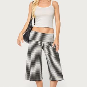 Kelia Striped Foldover Capri Pants