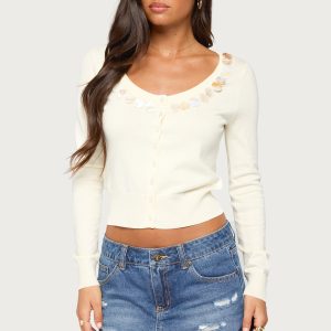 Eeva Iridescent Button Knit Cardigan