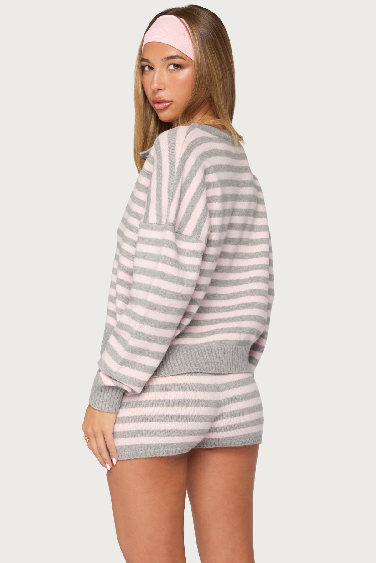 Abra Striped Knit Button Up Cardigan - Image 4